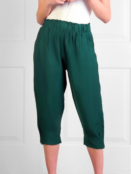 Linen Feeling Silk Cotton Capri Pants 